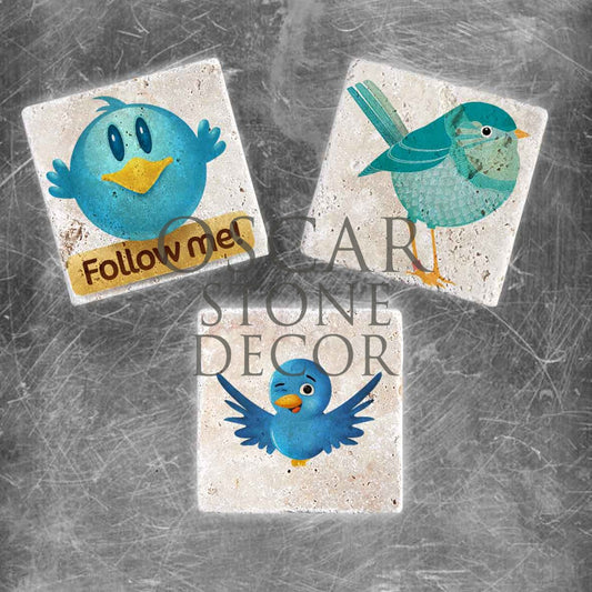 TWITTER NATURAL STONE MAGNET SET / MG-001