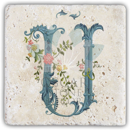 LETTER Ü SINGLE NATURAL STONE COASTER / BA-Ü4 (COASTER)