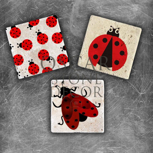LADYBUG NATURAL STONE MAGNET SET / MG-052