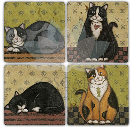 NUMBLE 4-Piece NATURAL STONE COASTERS / BA183 (COASTER)