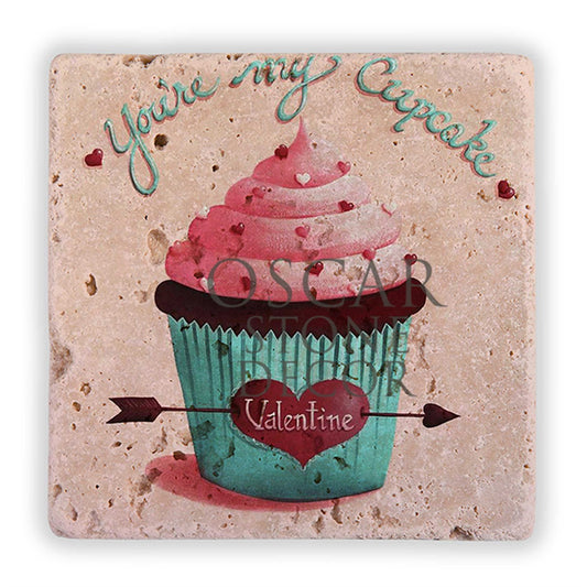 VALENTINE CUPCAKES NATURAL STONE WALL DECOR / DD258 (WALL DECOR)