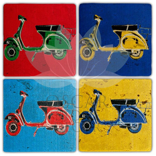 VESPA POP 4-Piece NATURAL STONE COASTERS / BA327 (COASTER)