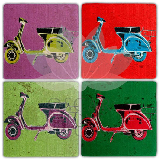 VESPA POP II 4-Piece NATURAL STONE COASTERS / BA332 (COASTER)