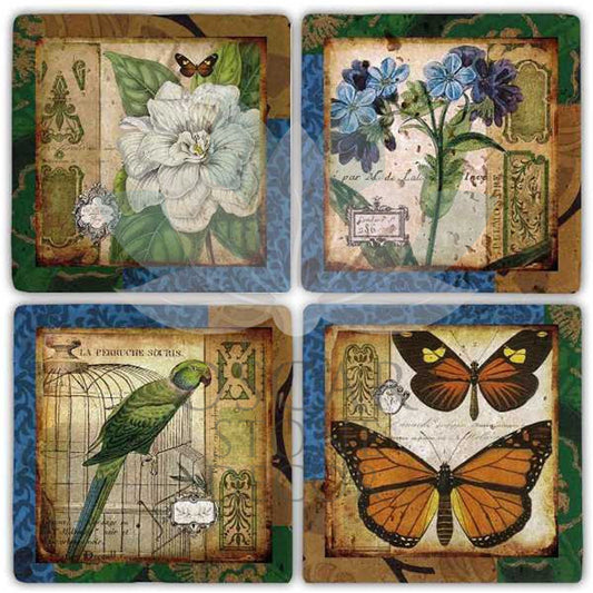 VINTAGE SET OF 4 NATURAL STONE COASTERS / BA270 (COASTER)