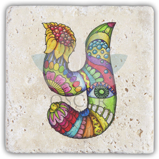 LETTER Y SINGLE NATURAL STONE COASTER / BA-Y5 (COASTER)