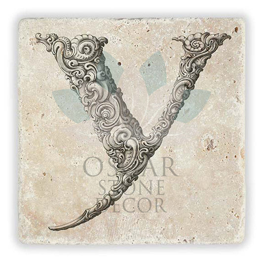 LETTER Y SINGLE NATURAL STONE COASTER / BA-Y1 (COASTER)
