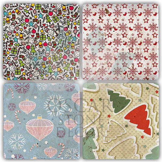 NEW YEAR'S 4-Piece NATURAL STONE COASTERS / YBA-011 (COASTER)