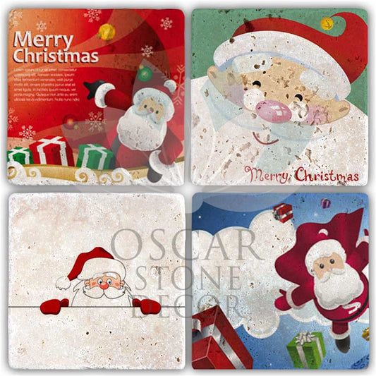NEW YEAR'S 4-Piece NATURAL STONE COASTERS / YBA-021 (COASTER)
