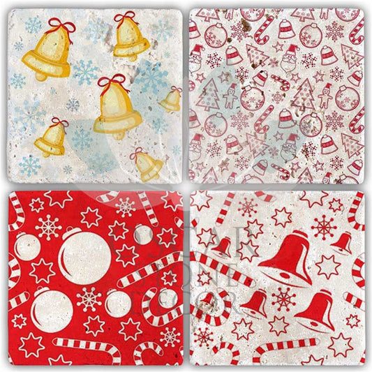 NEW YEAR'S 4-Piece NATURAL STONE COASTERS / YBA-024 (COASTER)