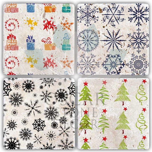 NEW YEAR'S 4-Piece NATURAL STONE COASTERS / YBA-002 (COASTER)