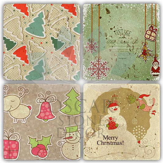 NEW YEAR'S 4-Piece NATURAL STONE COASTERS / YBA-004 (COASTER)