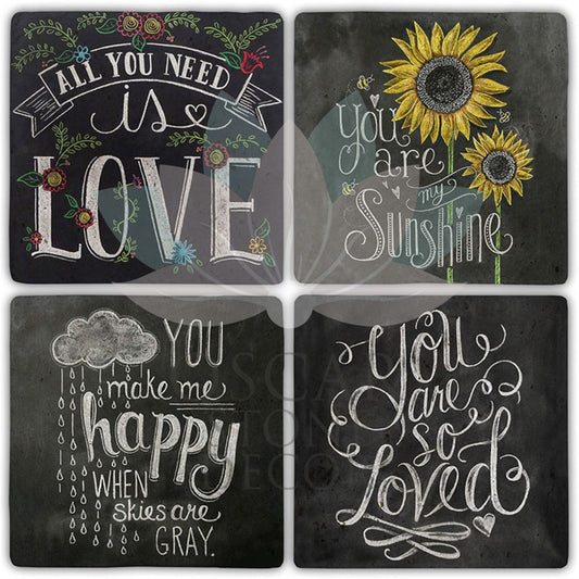 YOU ARE SO LOVED 4-Piece NATURAL STONE COASTERS / BA474 (COASTER)