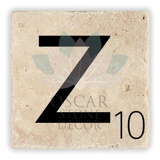 LETTER Z SINGLE NATURAL STONE COASTER / BA-Z2 (COASTER)