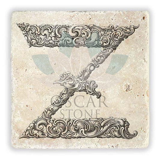 LETTER Z SINGLE NATURAL STONE COASTER / BA-Z1 (COASTER)