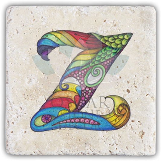 LETTER Z SINGLE NATURAL STONE COASTER / BA-Z5 (COASTER)