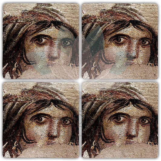 ZEUGMA 4-Piece NATURAL STONE COASTERS / BA418 (COASTER)