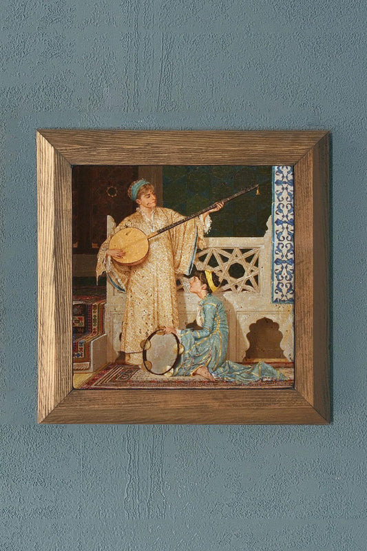 OSMAN HAMDİ WORK-Solid Framed Stone Painting-Wall Decor- 11" x 11"
