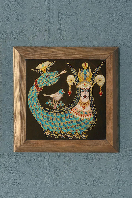 ŞAHMERAN-Solid Framed Stone Painting-Wall Decor- 11" x 11"