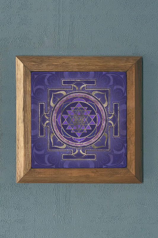 SREE YANTRA- Solid Framed Stone Painting- 11" x 11"