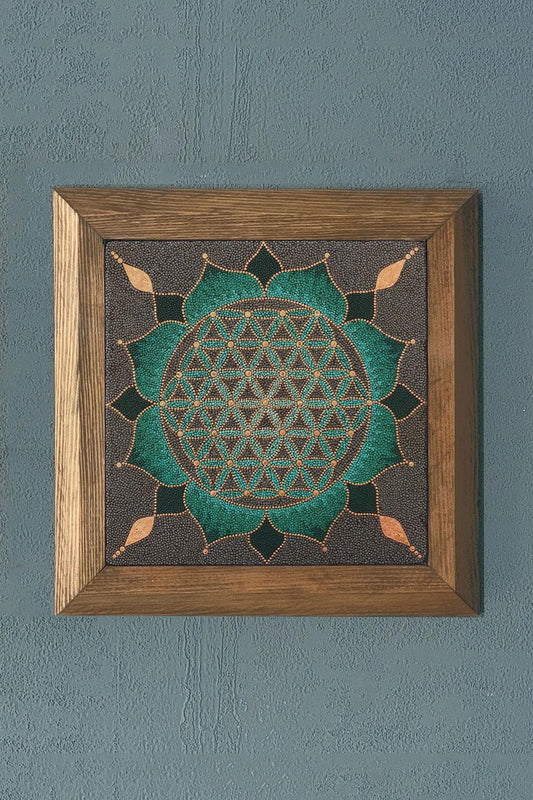 Stone Painting - Solid Wooden Framed Stone Painting - Wall Decoration - 11" x 11"