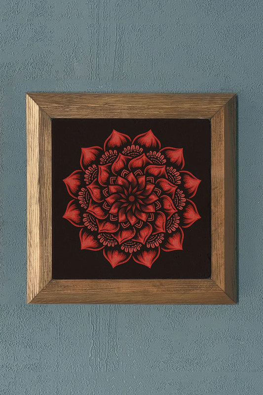 Stone Painting - Flower of Life Solid Wood Framed Stone Painting - Wall Decoration - 11" x 11"