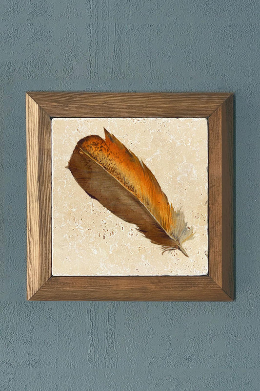 TÜY2-Solid Framed Stone Painting-Wall Decor- 11" x 11"
