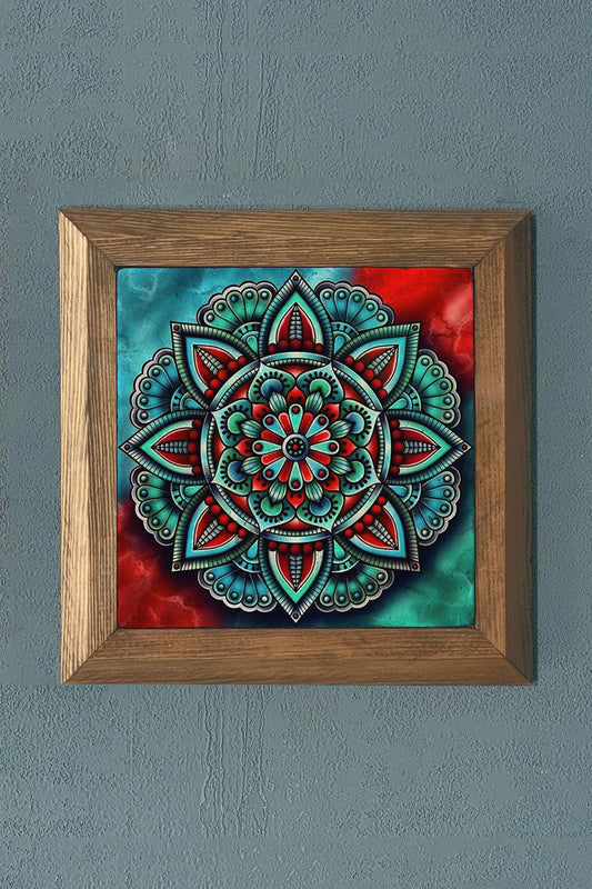 FLOWER OF LIFE-Solid Framed Stone Painting-Wall Decor- 11" x 11"
